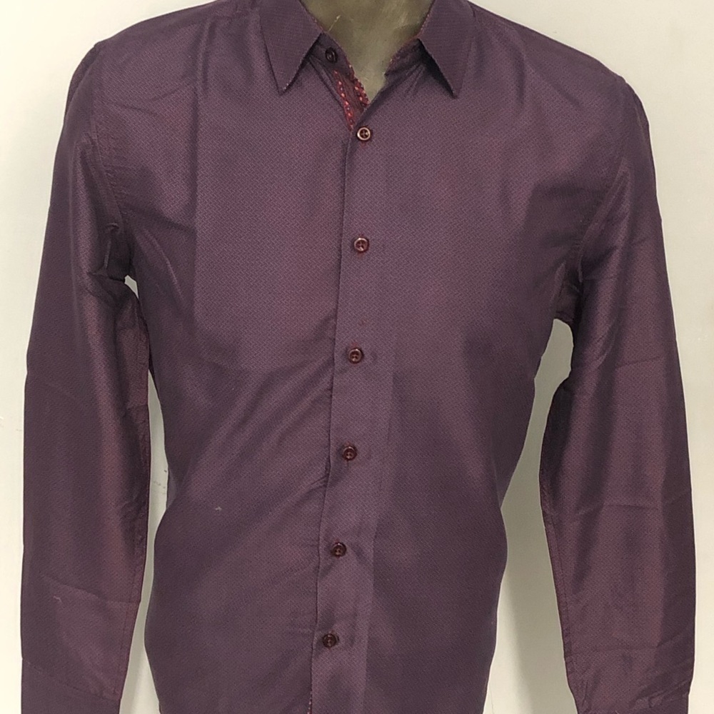 Deniko shirt button front purple modern fit M